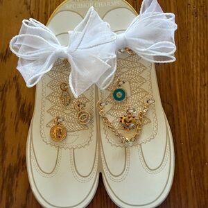 Unbranded Kids White Bow Shoe Charms Set - 8pc